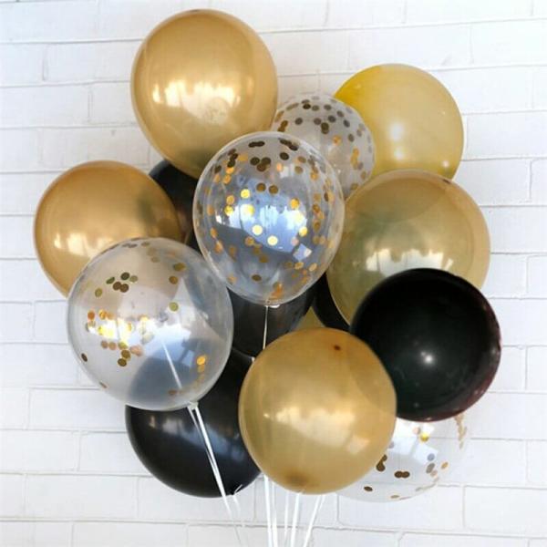 Black And Gold Latex Balloon Bouquet 15Pk  |   Balloon Bouquets