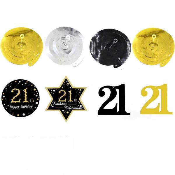 Black Gold Happy 21St Birthday Swirls Party Decorations  |   Swirls