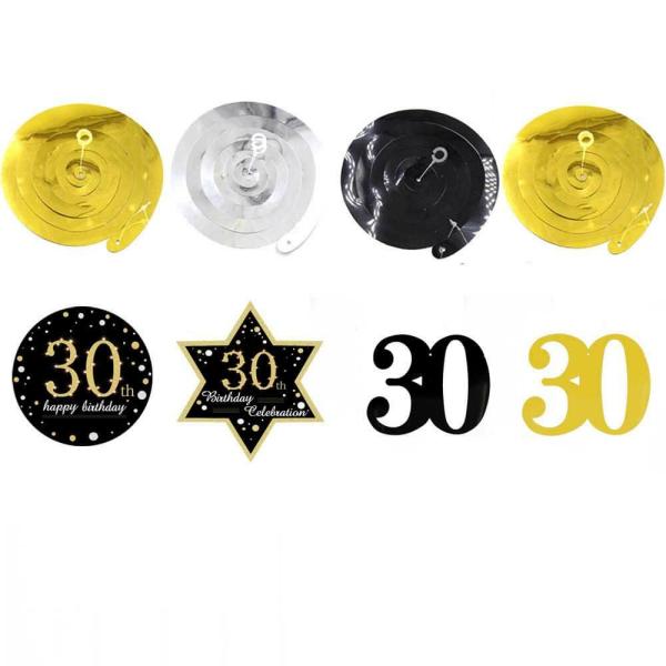 Black Gold Happy 30Th Birthday Swirls Party Decorations  |   Swirls