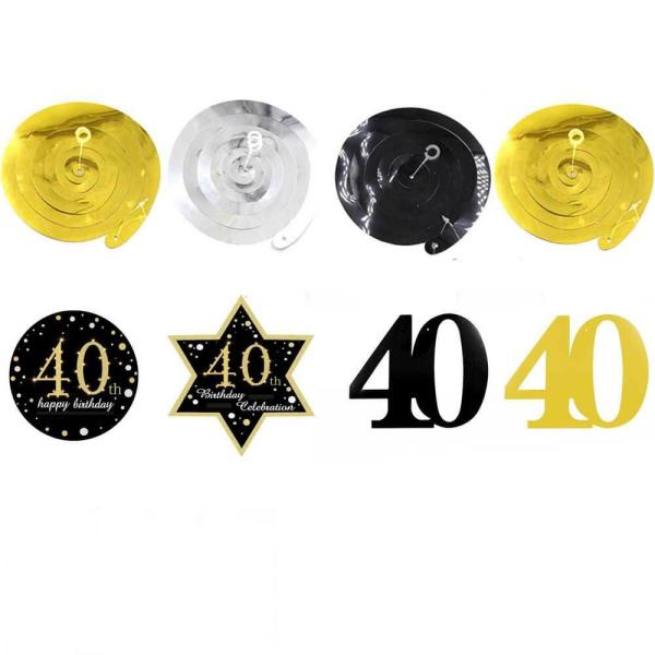 Black Gold Happy 40Th Birthday Swirls Party Decorations  |   Swirls