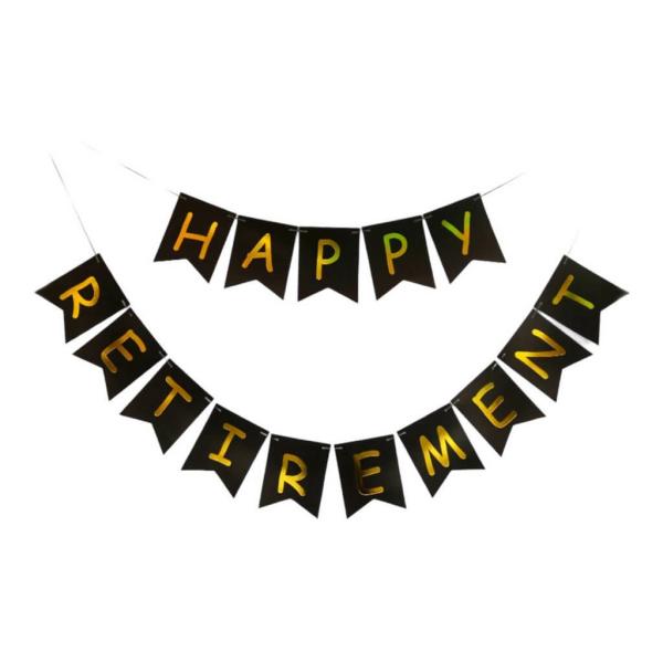 Black Happy Retirement Paper Bunting  |   Foil Balloon Phrases