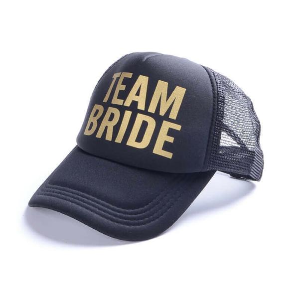 Black Team Bride Snapback Mesh Baseball Cap  |   Party Hats