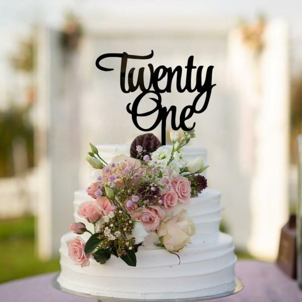 Black ‘Twenty One’ Cake Topper  |   Age