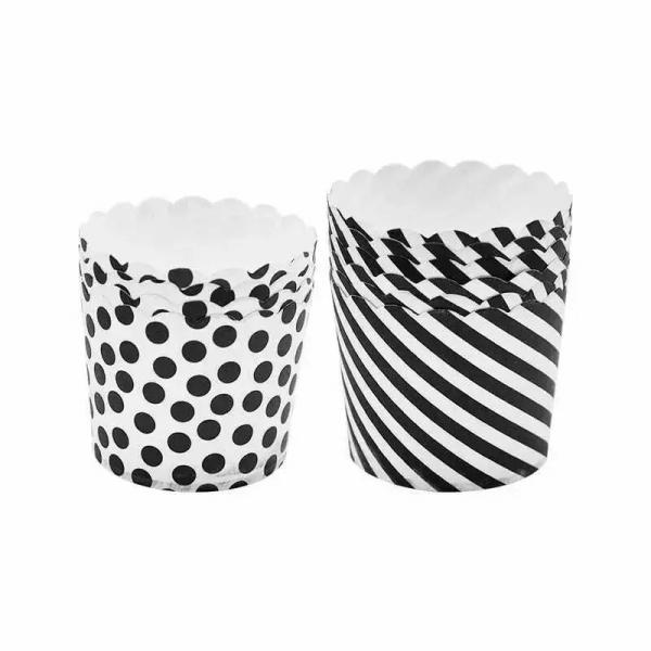 Black & White Dot & Stripe Muffin Cups 24Pk  |   Baking Cups