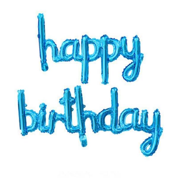 Blue ‘Happy Birthday’ Script Foil Balloon Banner  |   Party Banners