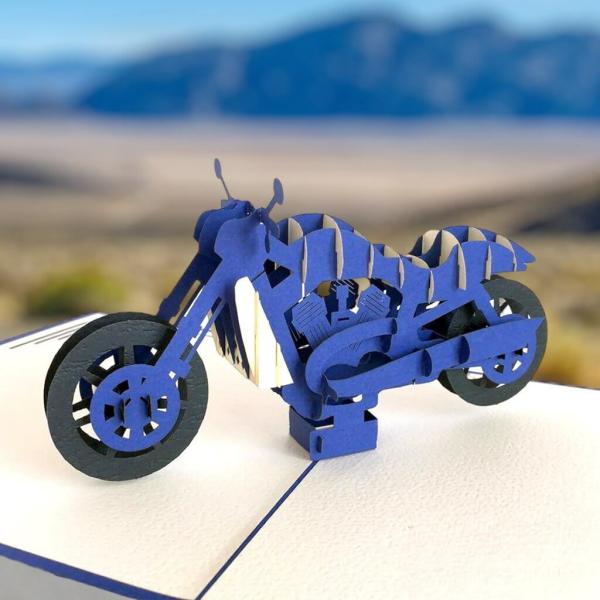 Blue Motorbike Pop Up Card – Blue Cover  |   Vehicles