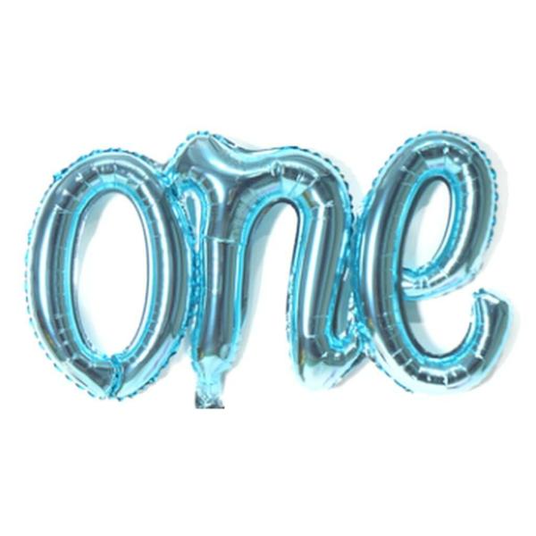 Blue ‘One’ Script First Birthday Party Foil Balloon  |   Party Banners