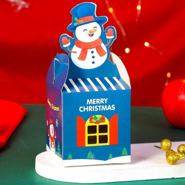 Blue Snowman Merry Christmas Favour Boxes 5Pk  |   Treat Boxes & Bags