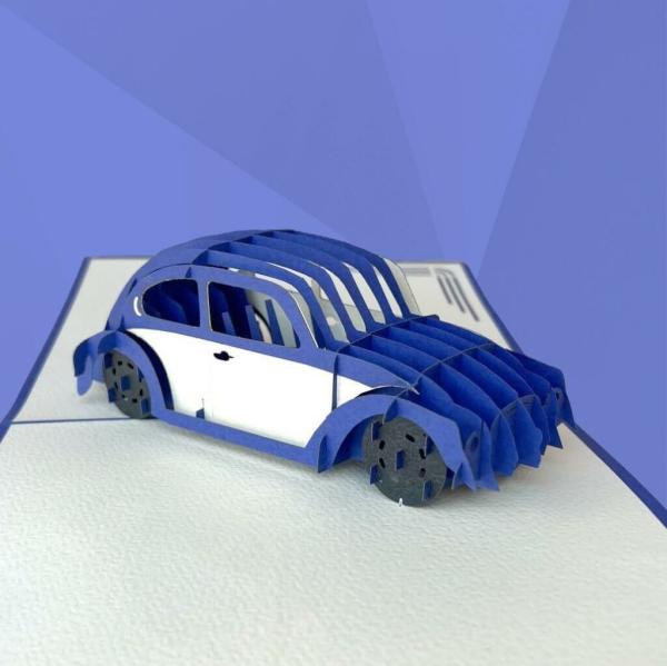 Blue Vintage Car Pop Up Greeting Card – Blue Cover  |   Vehicles