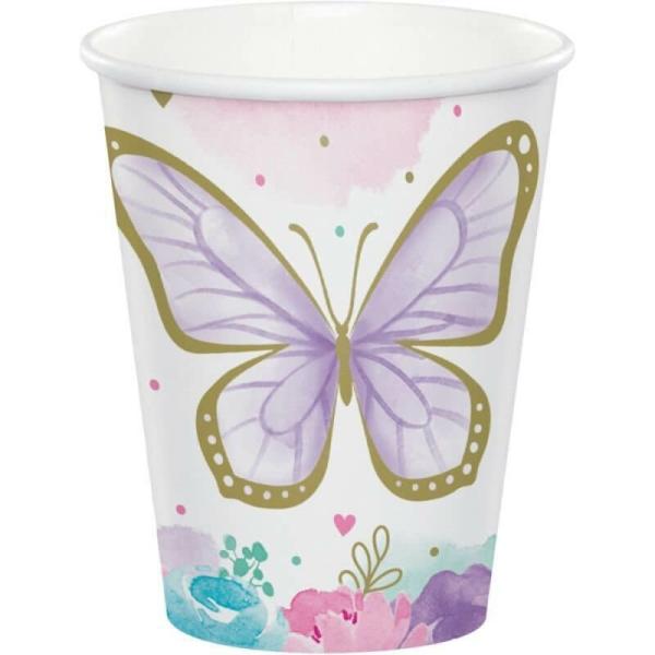 Butterfly Shimmer Paper Cups 8Pk  |   Party Cups