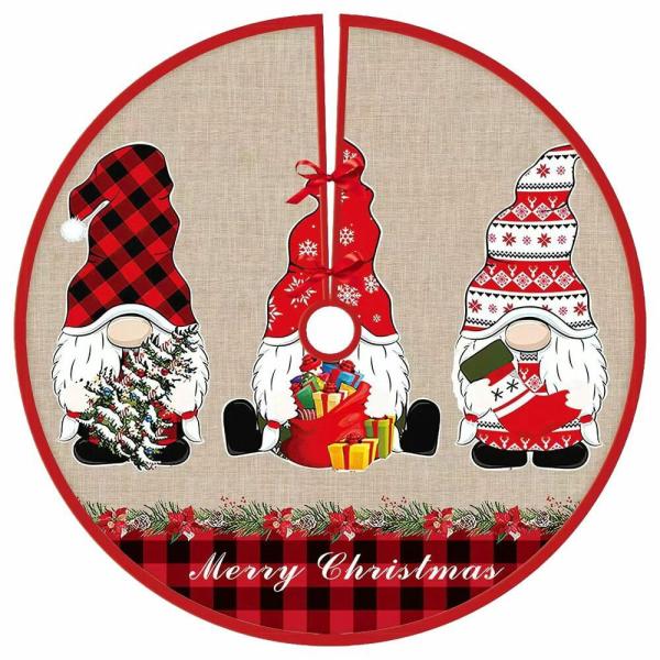 Checked Gingham Christmas Fabric Tree Skirt – 3 Gnomes  |   Gnomes