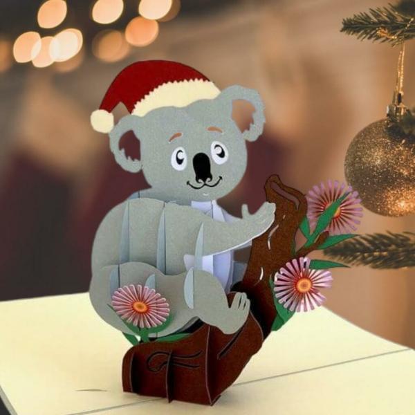 Christmas Koala Bear Pop Up Xmas Card  |   Christmas