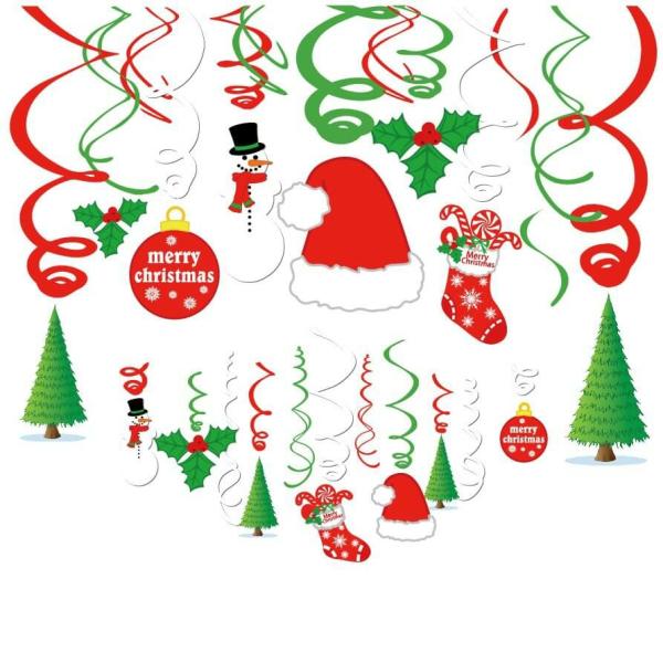 Christmas Spiral Swirls Hanging Decorations 30 Pack  |   Swirls