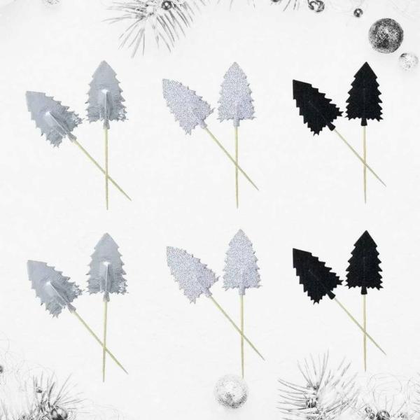 Christmas Tree Glitter Cupcake Picks 12Pk  |   Cupcake Picks