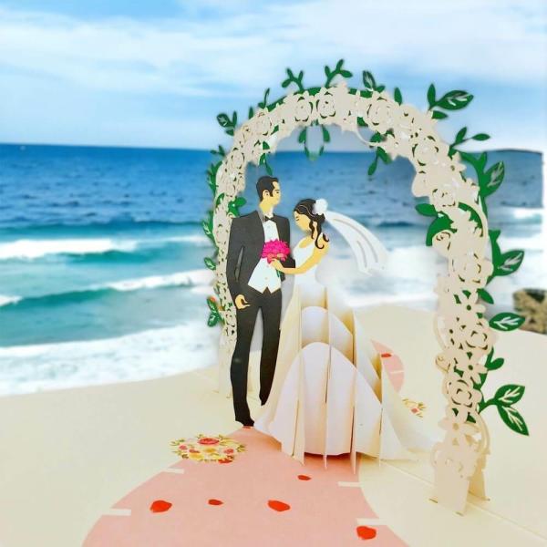 Classic Ivory Wedding 3D Pop Up Card  |   Congratulations