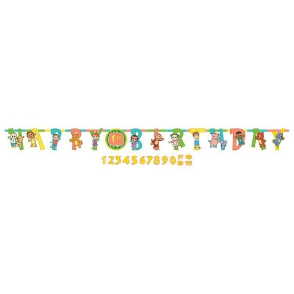 Cocomelon Jumbo Add-An-Age Happy Birthday Letter Banner  |   Party Banners