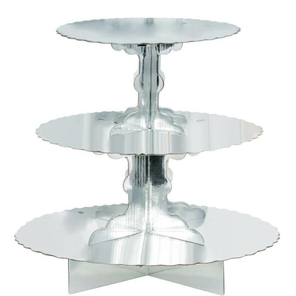 Cupcake 3 Tier Treat Stand – Silver  |   Cake Stands