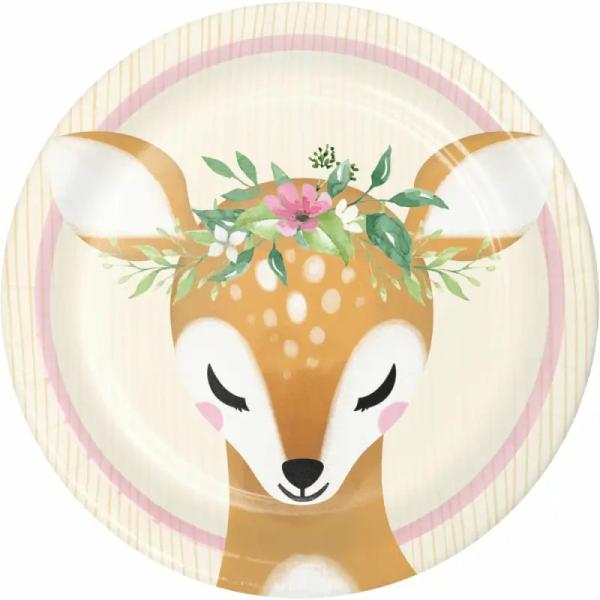 Deer Little One Lunch Paper Plates 18Cm 8Pk  |   Party Plates