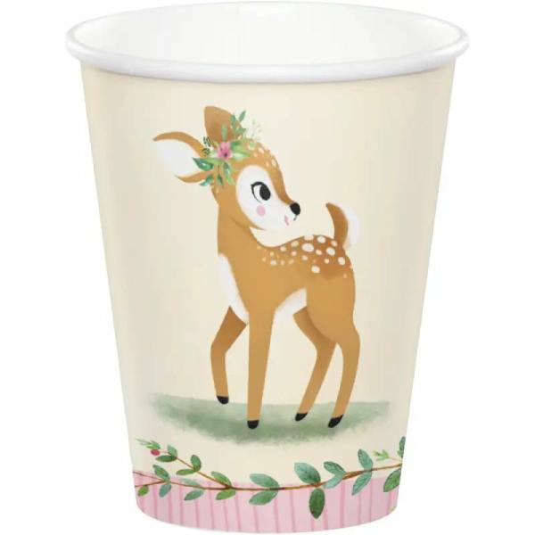 Deer Little One Paper Cups 266Ml 8Pk  |   Party Cups