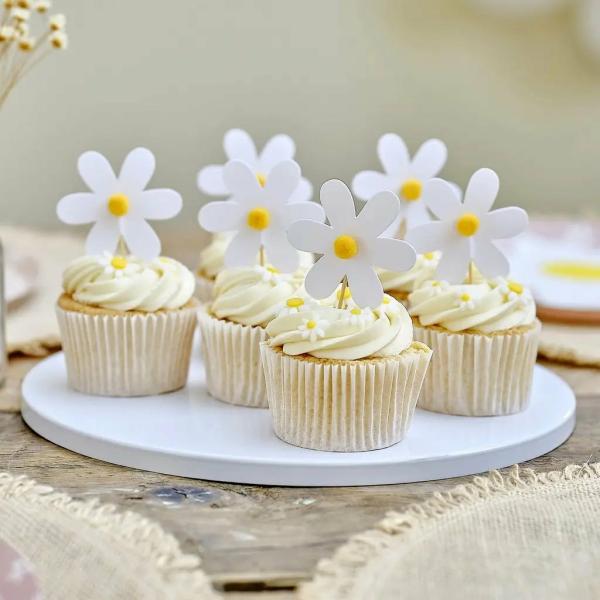 Ditsy Daisy Cupcake Toppers 12Pk  |   Cupcake Picks