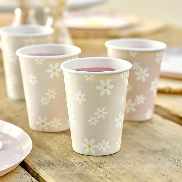 Ditsy Daisy Floral Paper Cups 8Pk  |   Party Cups