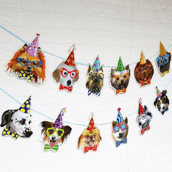 Dog Birthday Party Hanging Paper Banner  |   Party Banners