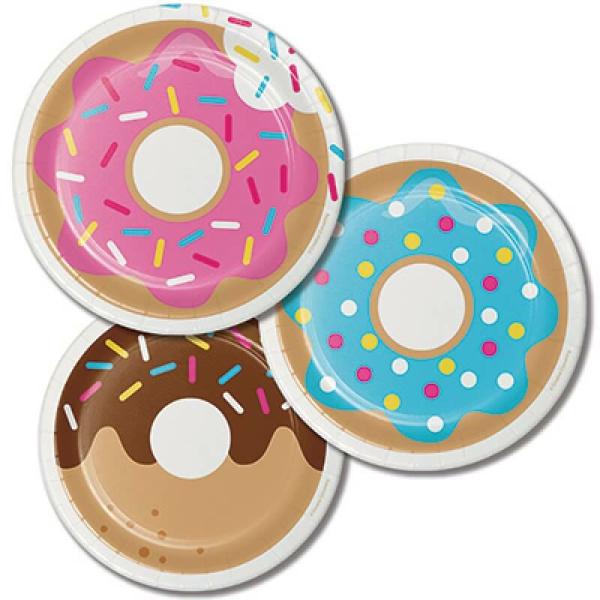 Donut Time Paper Lunch Plates 18Cm 8Pk  |   Party Plates