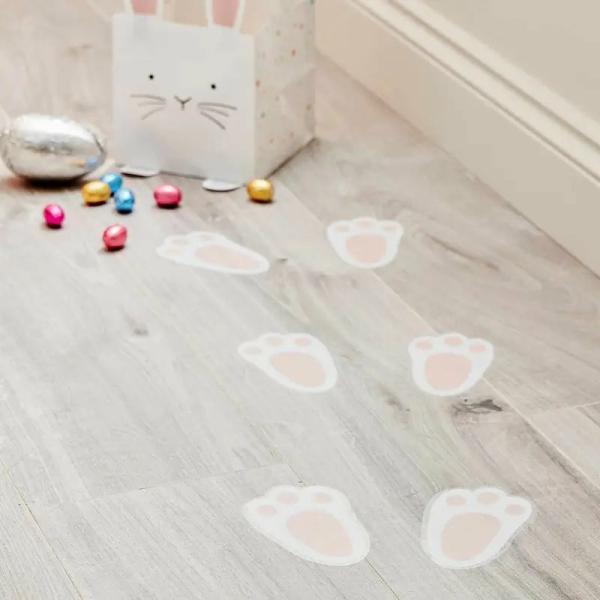 Easter Bunny Footprint Floor Stickers 10Pk  |   Stickers