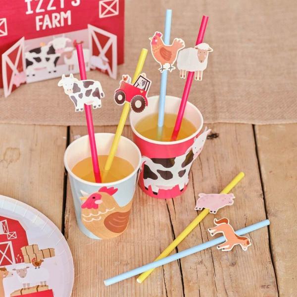 Farm Friends Animals Party Straws 16Pk  |   Drinking Straws