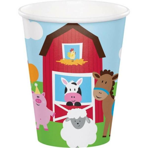 Farmhouse Fun Paper Cups 266Ml 8Pk  |   Party Cups