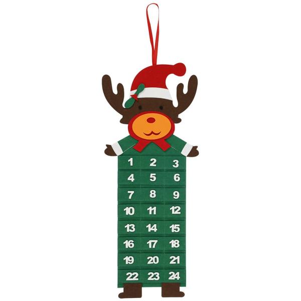 Felt Green Christmas Advent Hanging Calendar – Reindeer  |   Everlasting Bears