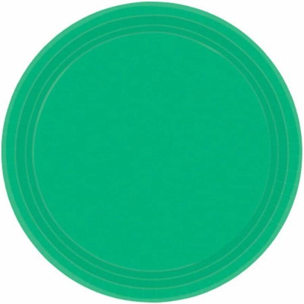 Festive Green Round Paper Plates 23Cm 20Pk  |   Party Plates