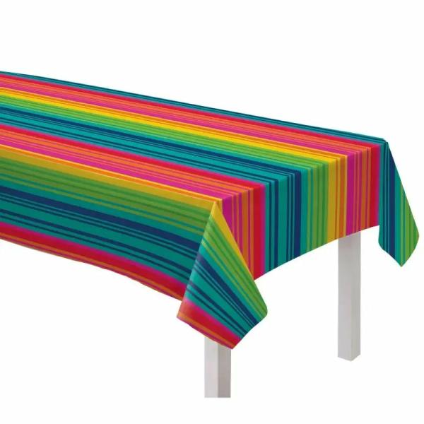 Fiesta Serape Striped Flannel Backed Tablecover  |   Table Covers