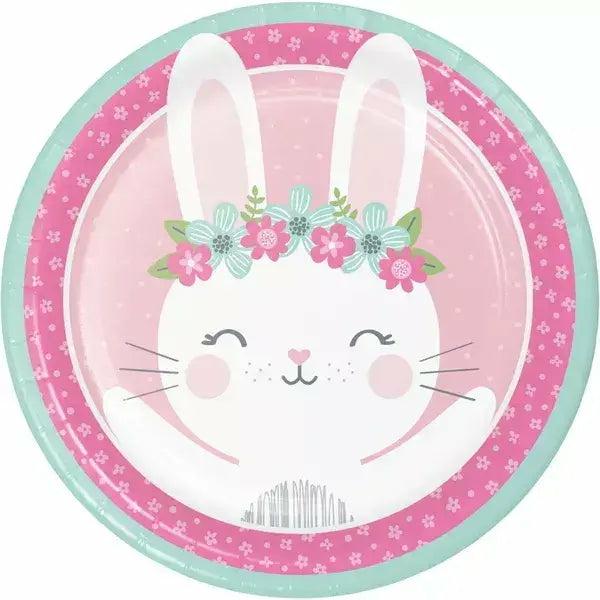 Floral Bunny Party Dinner Paper Plates 8Pk  |   Party Plates