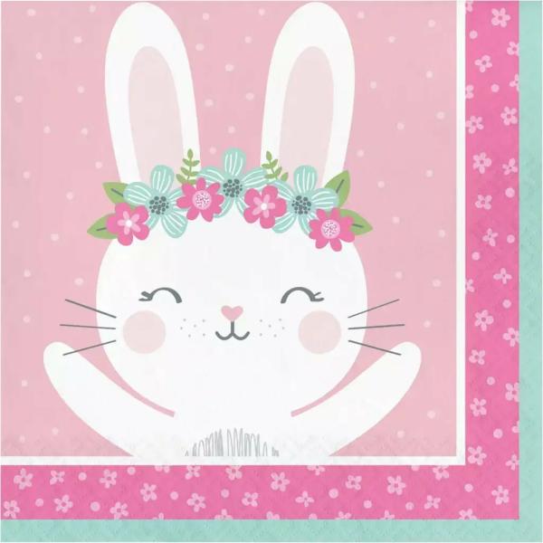 Floral Bunny Party Luncheon Paper Napkins 16Pk  |   Party Napkins