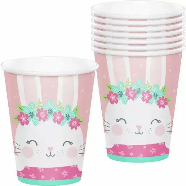 Floral Bunny Party Paper Cups 8Pk  |   Party Cups