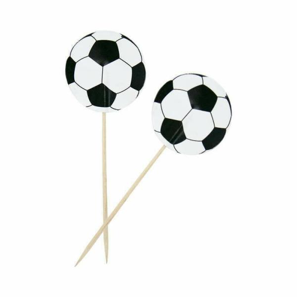 Football Party Soccer Ball Cupcake Picks 8Pk  |   Cupcake Picks