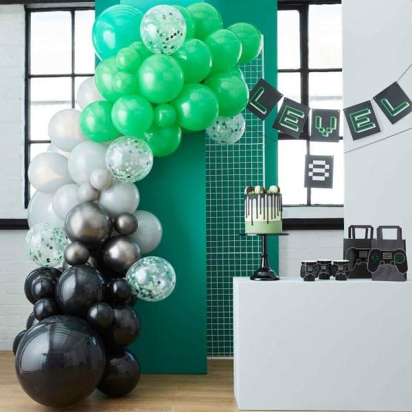 Game Controller Balloon Garland Arch – Black, Green & Grey  |   Balloon Garlands