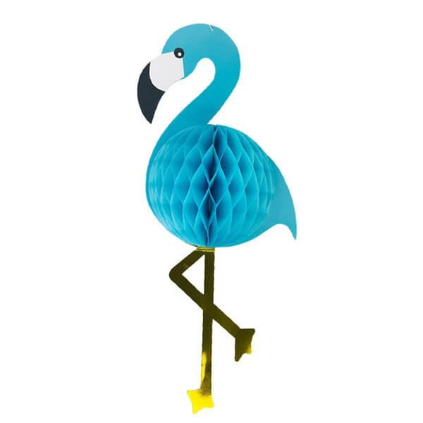 Giant Blue Tropical Flamingo Paper Honeycomb  |   Honeycomb Balls