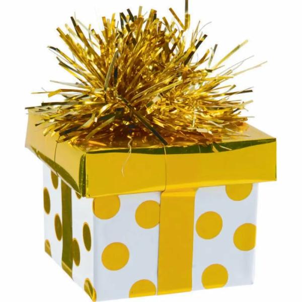 Gift Package Balloon Weight – Gold Dots  |   Balloon Weights