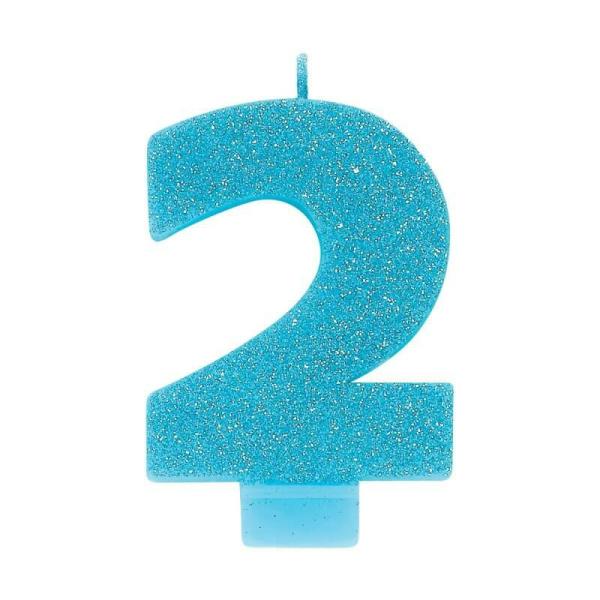 Glitter Blue Number 2 Candle  |   Candles