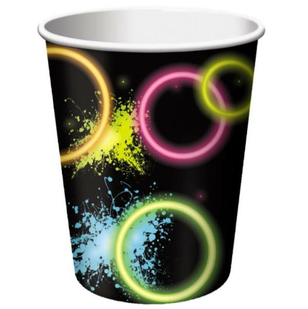 Glow Party 266Ml Paper Cups 8Pk  |   Party Cups