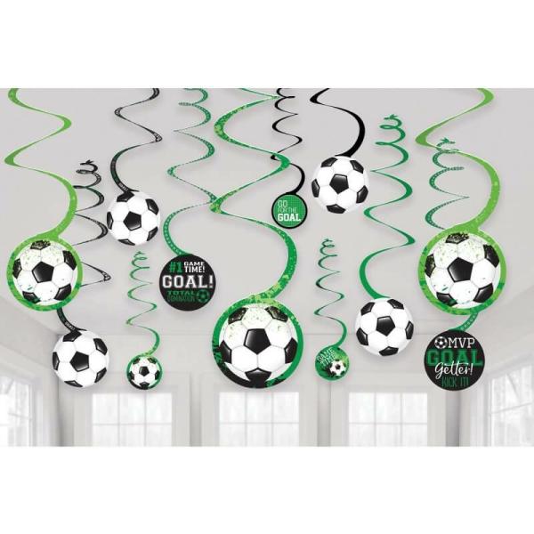 Goal Getter Soccer Spiral Swirls Hanging Decorations 12Pk  |   Swirls