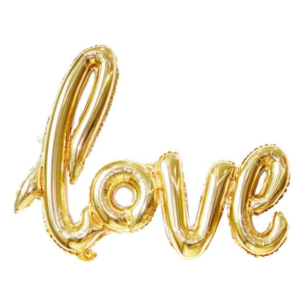 Gold Love Script Foil Balloon  |   Shaped Balloons