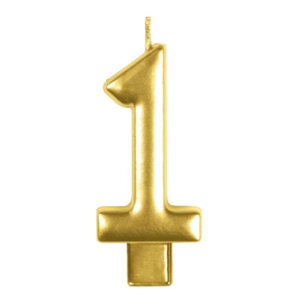 Gold Numeral Moulded Candle – Number 1  |   Candles