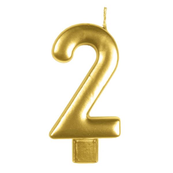 Gold Numeral Moulded Candle – Number 2  |   Candles