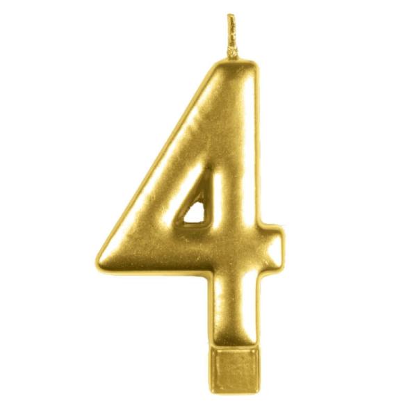 Gold Numeral Moulded Candle – Number 4  |   Candles