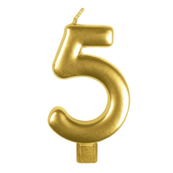 Gold Numeral Moulded Candle – Number 5  |   Candles