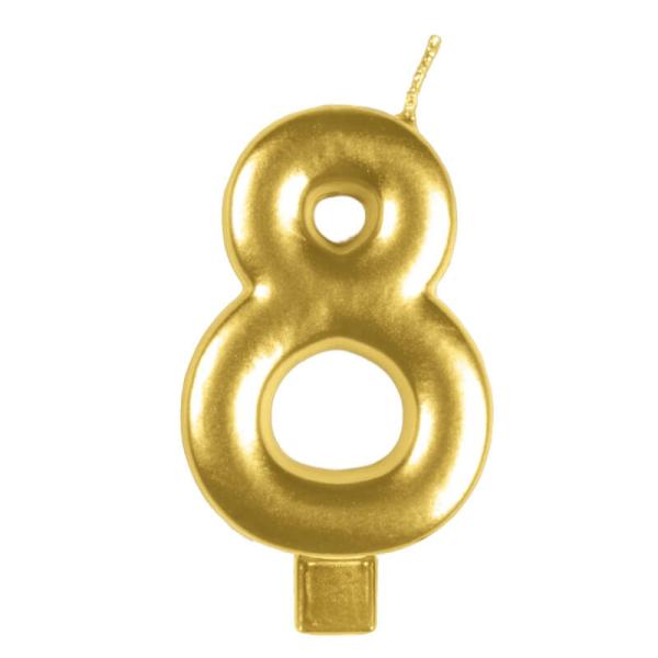 Gold Numeral Moulded Candle – Number 8  |   Candles