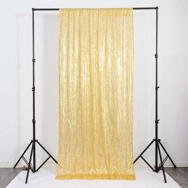 Gold Shimmer Sequin Wall Backdrop Curtain  |   Sequin Backdrop Curtains